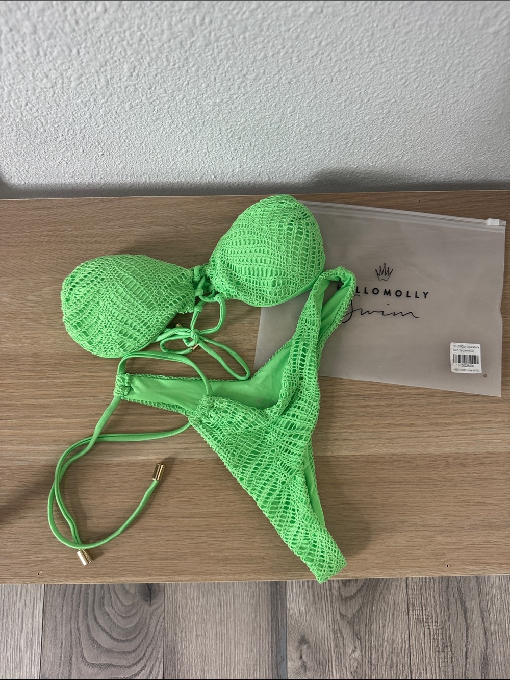 Hello Molly Neon Green Crochet Bikini Set
